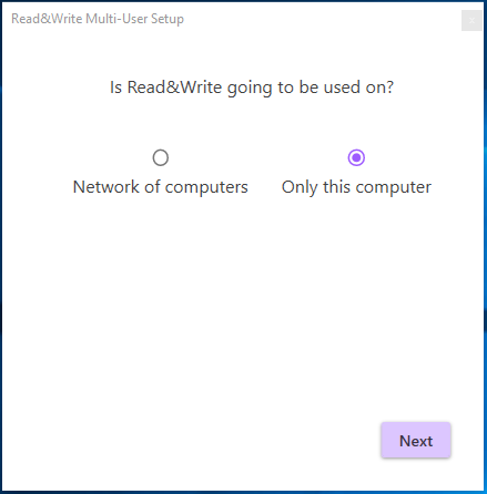 Screenshot of the Multi-User Setup Tool